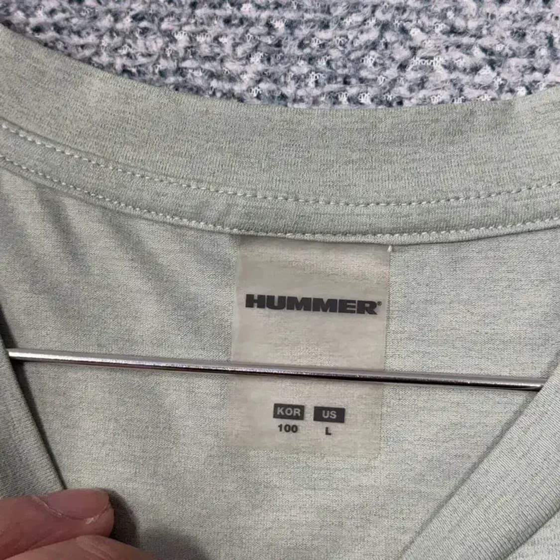 험머 로고 프린팅 라이트 그린 반팔 티 L 상품이미지3