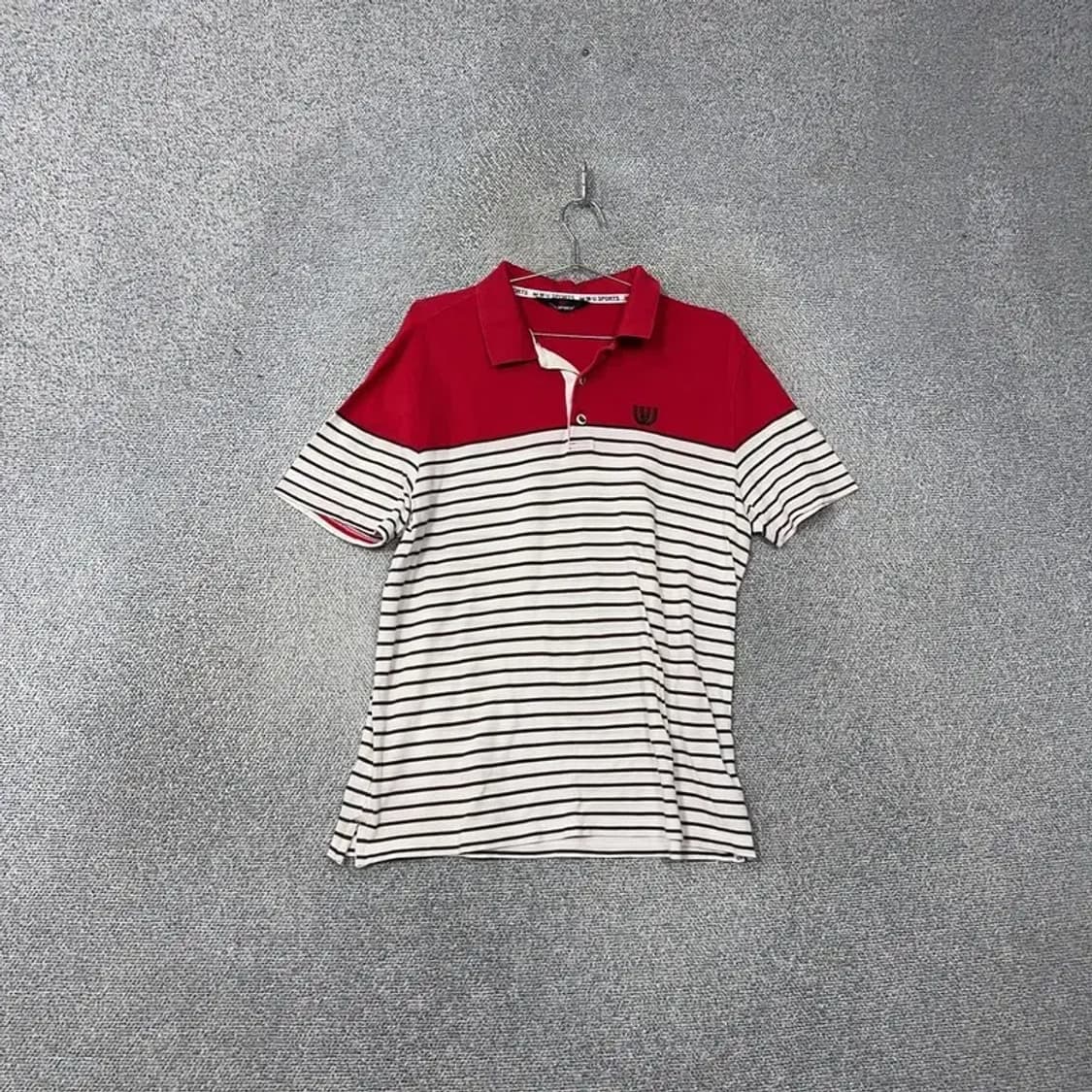 MU 스포츠 스트라이프 레드 로고 남성 기능성 반팔 카라티 100 상품이미지1