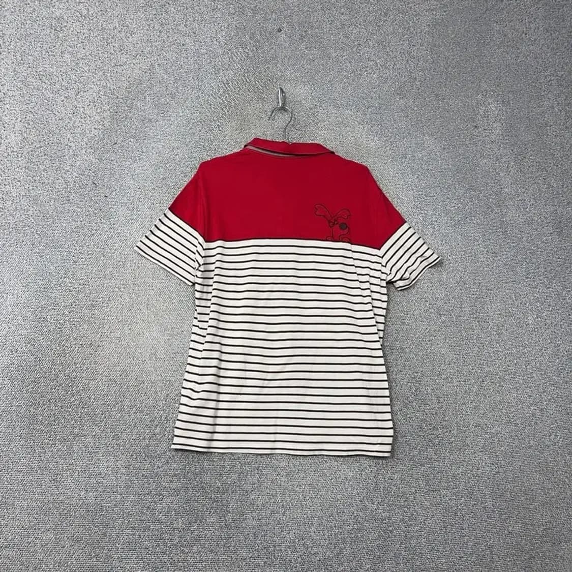 MU 스포츠 스트라이프 레드 로고 남성 기능성 반팔 카라티 100 상품이미지2