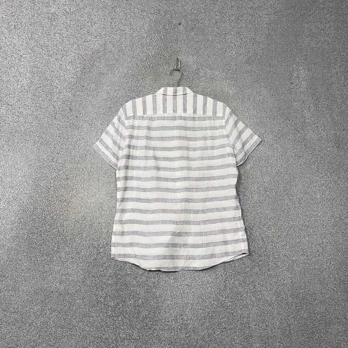 H&M 남성 캐주얼 스트라이프 린넨 반팔 셔츠 100 상품이미지2