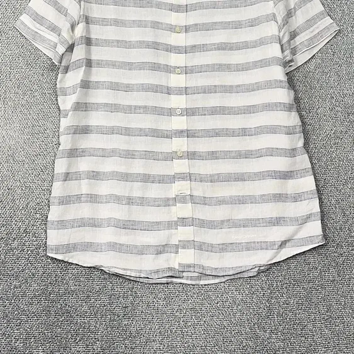 H&M 남성 캐주얼 스트라이프 린넨 반팔 셔츠 100 상품이미지4