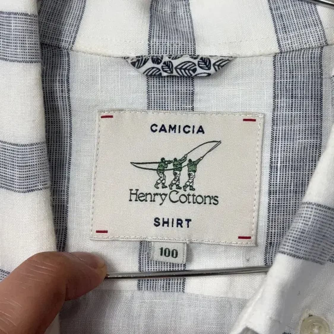 H&M 남성 캐주얼 스트라이프 린넨 반팔 셔츠 100 상품이미지5