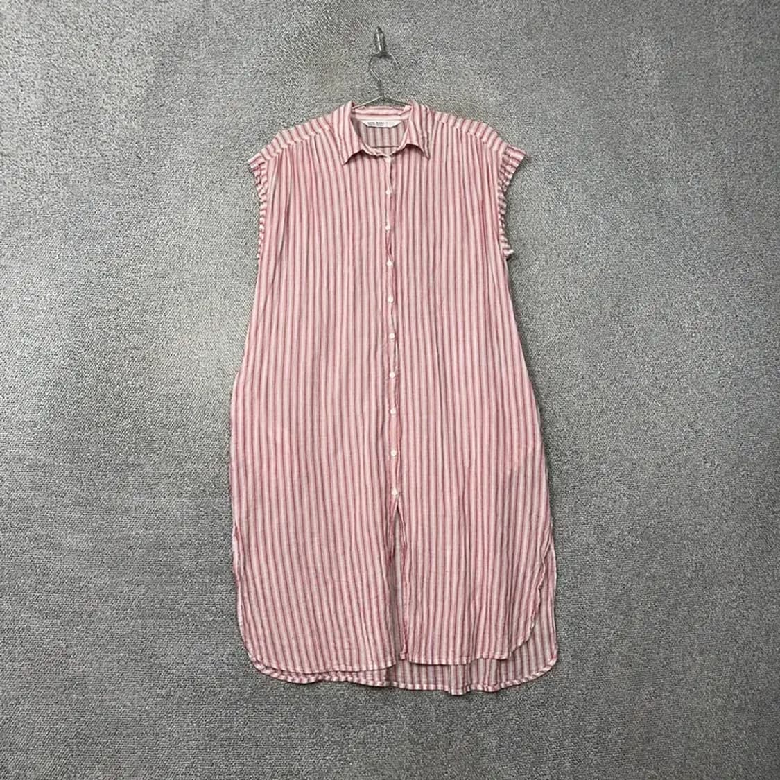 자라 스트라이프 라이트 핑크 민소매 원피스 XS 상품이미지1