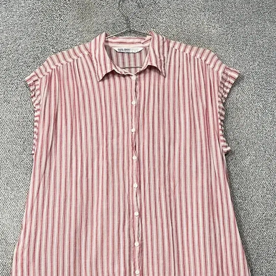 자라 스트라이프 라이트 핑크 민소매 원피스 XS 상품이미지3
