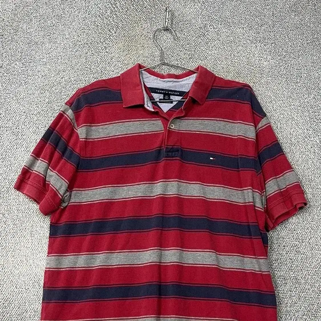 타미힐피거 스트라이프 레드 로고 남성 반팔 카라티 L/G 상품이미지3