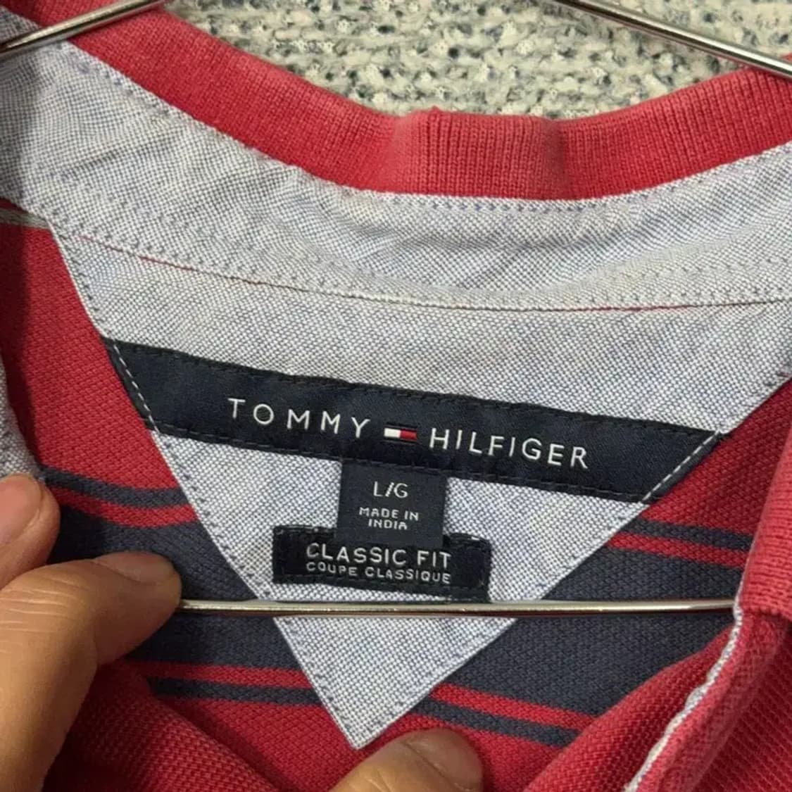 타미힐피거 스트라이프 레드 로고 남성 반팔 카라티 L/G 상품이미지5