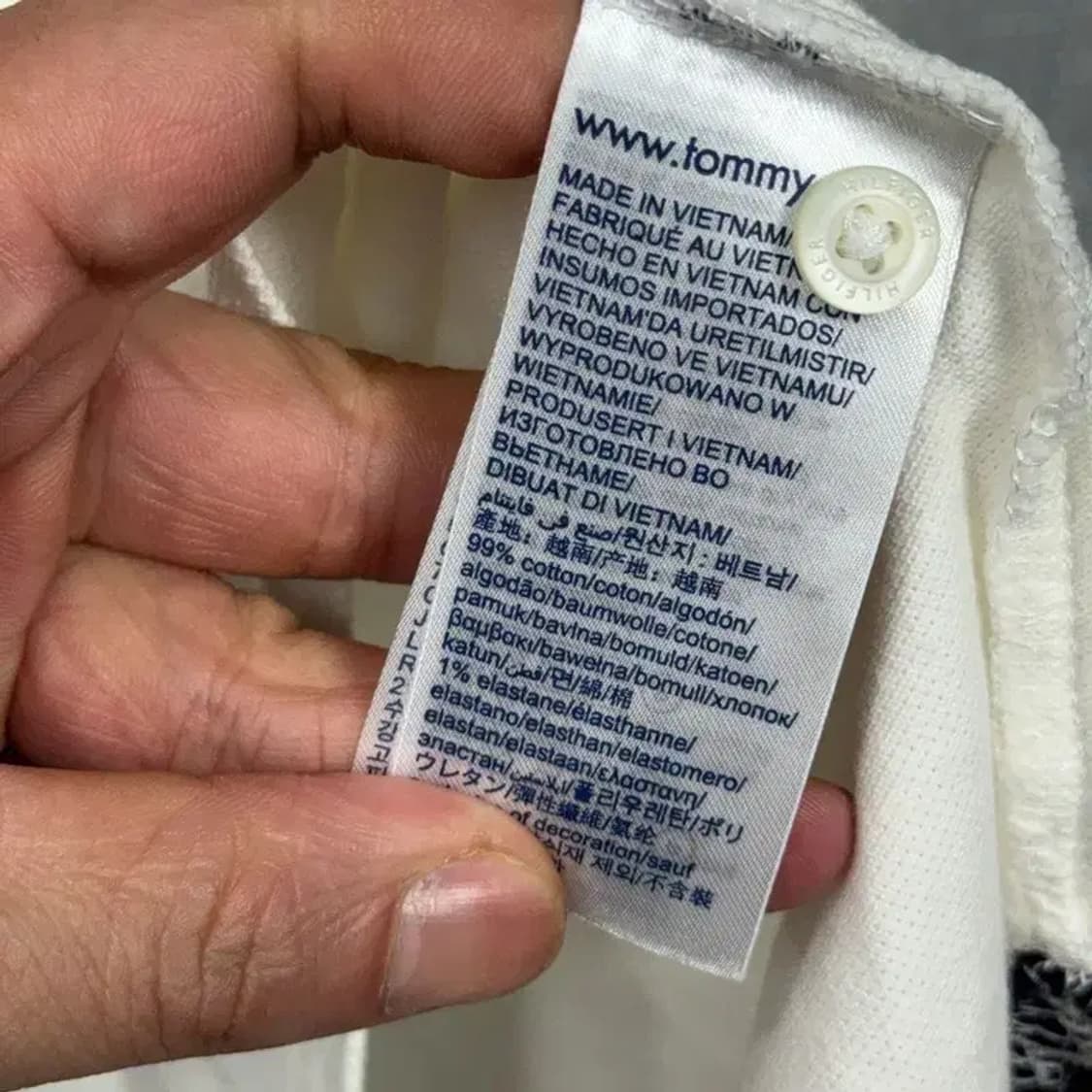 타미힐피거 화이트 로고 남성 반팔 카라티 L 상품이미지6