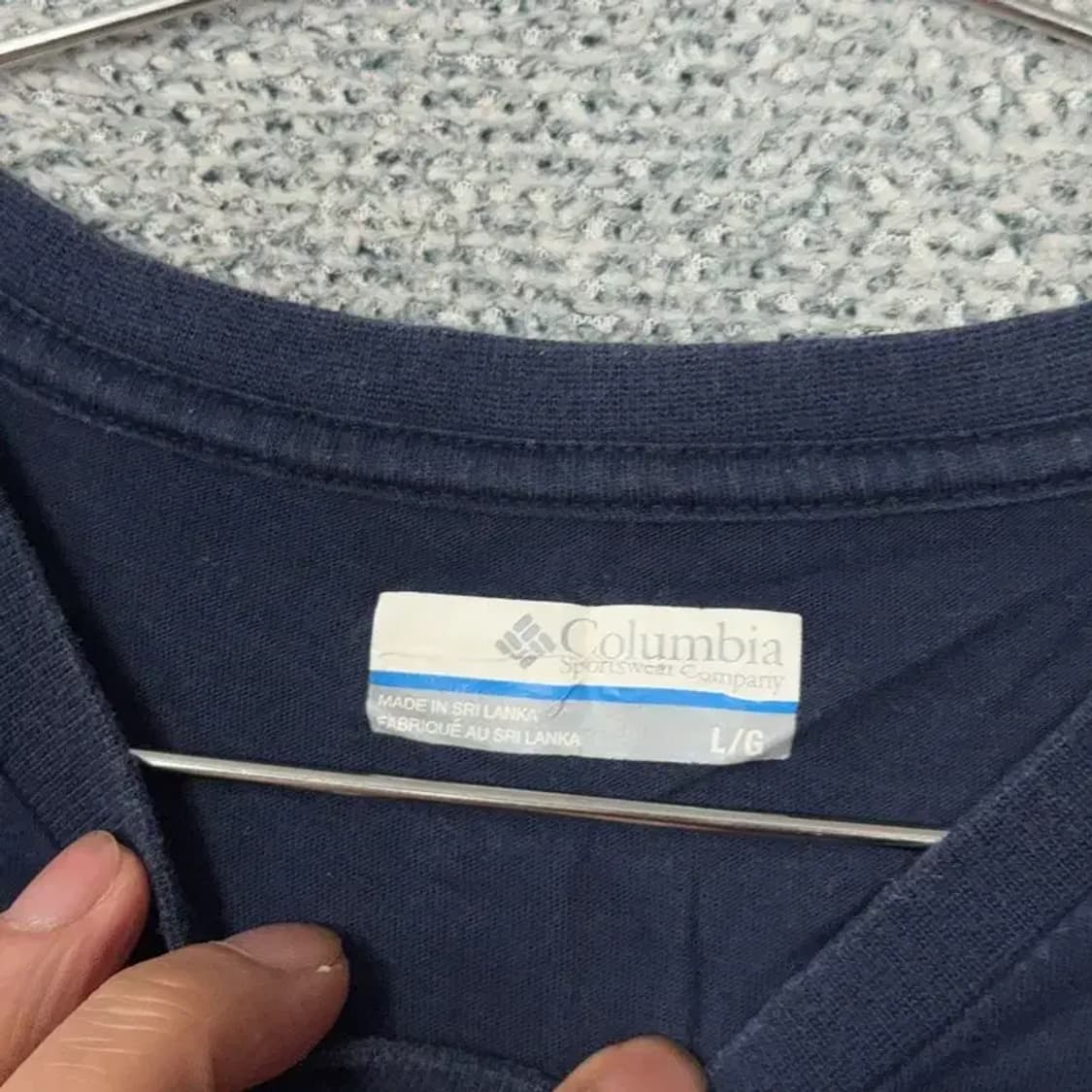 콜롬비아 로고 프린팅 네이비 반팔티 L 상품이미지3