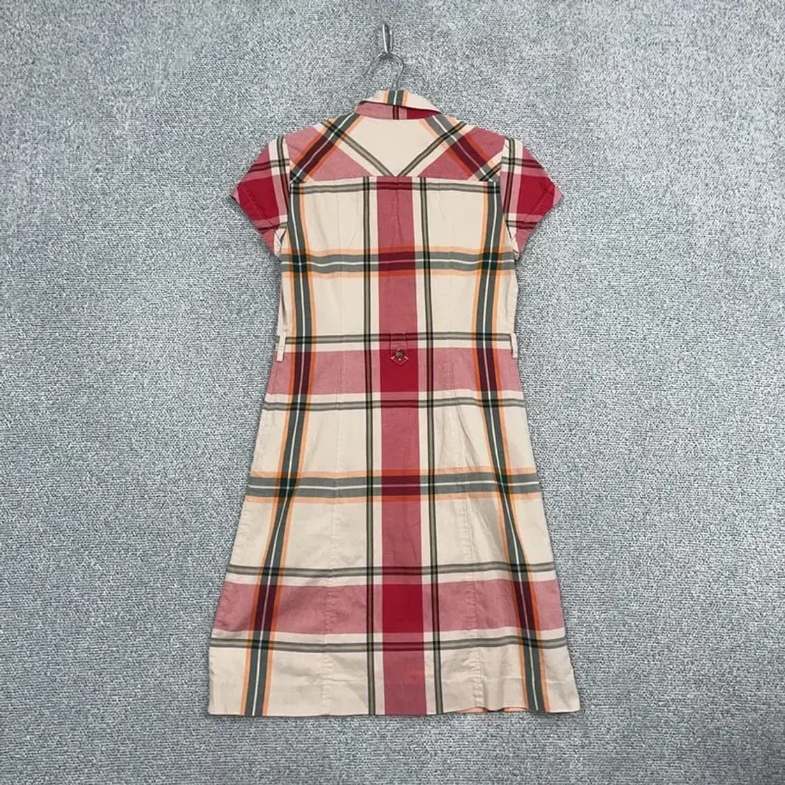 해지스 체크 베이지 반팔 카라 원피스 85-160 상품이미지2