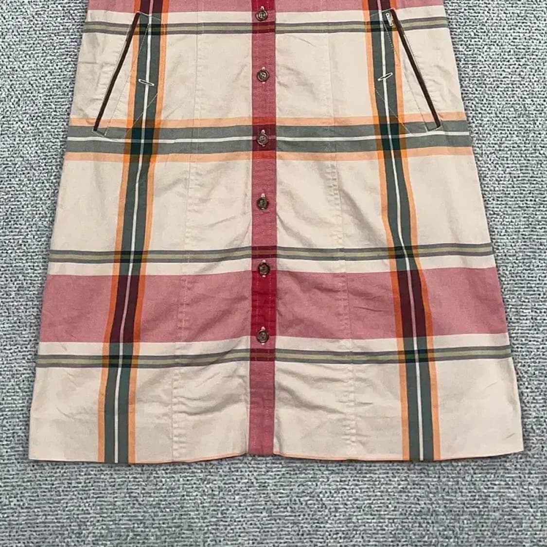 해지스 체크 베이지 반팔 카라 원피스 85-160 상품이미지4