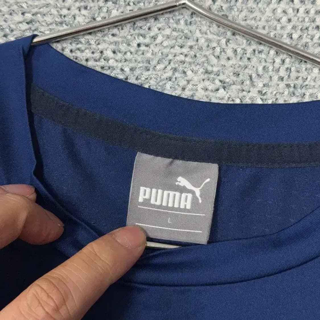 푸마 네이비 로고 운동 기능성 반팔티 L 상품이미지5