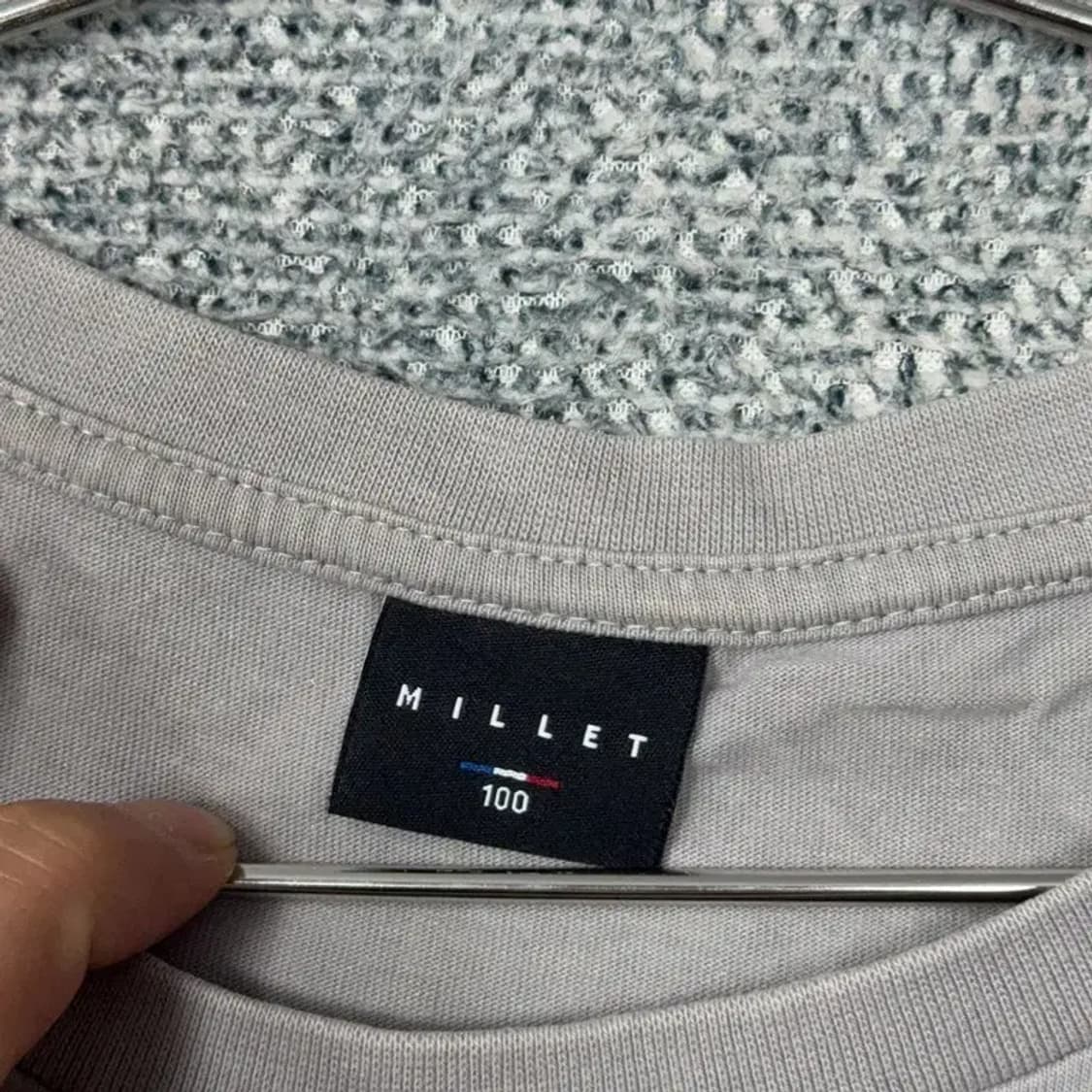 밀레 라이트 그레이 로고 남성 오버핏 반팔티 100 상품이미지3