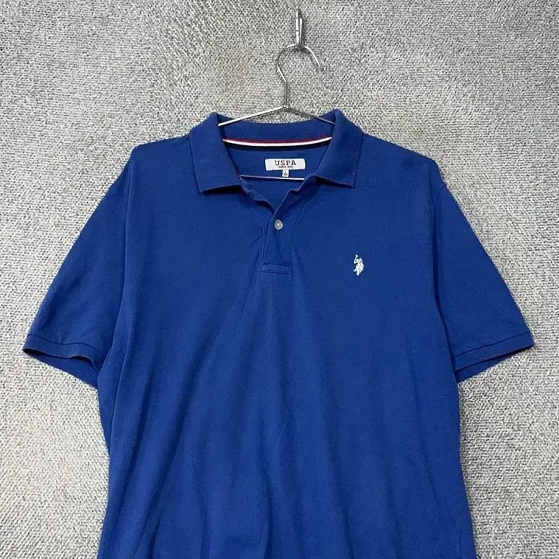 US 폴로 아쏀 블루 로고 남성 반팔 카라티 L 상품이미지3