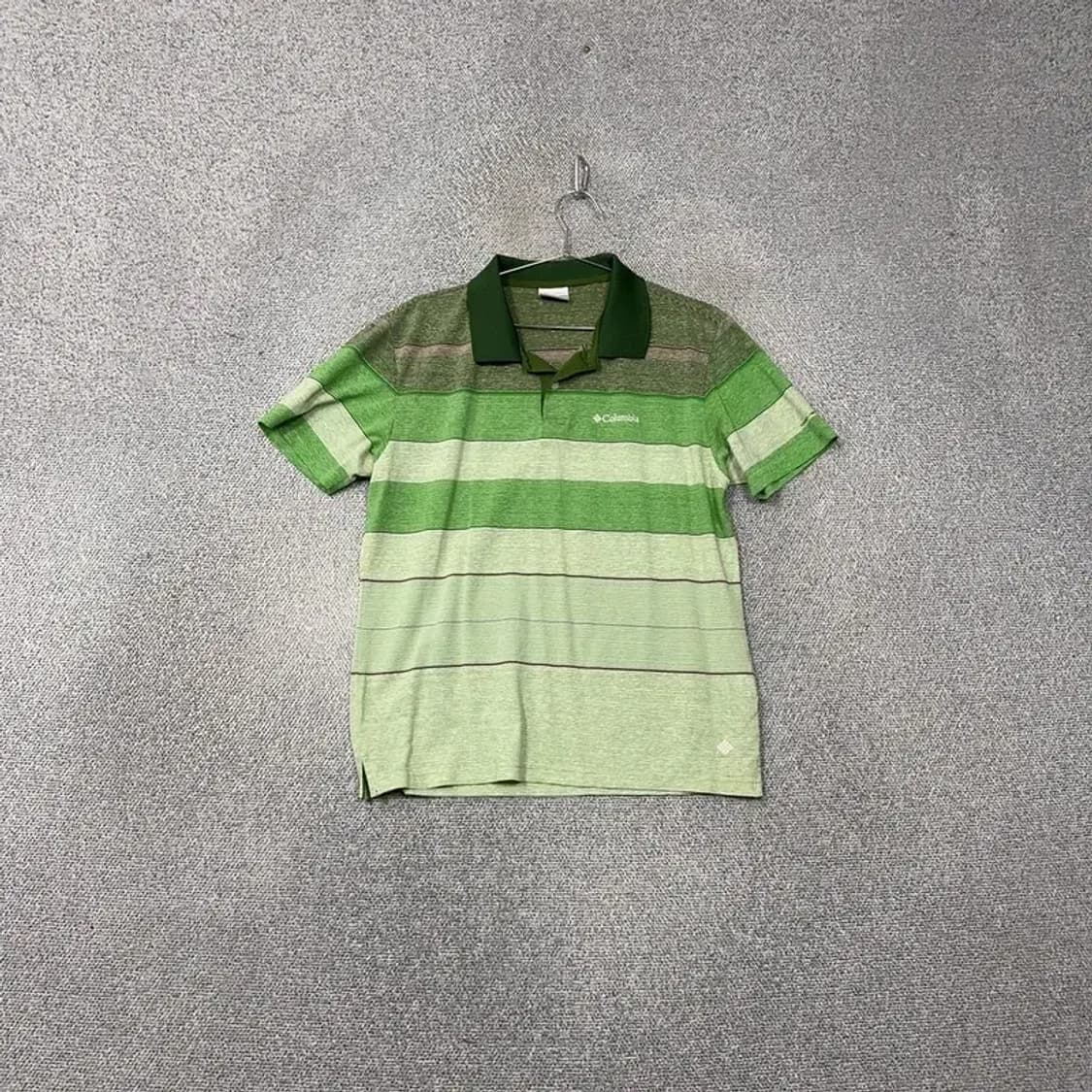 콜롬비아 로고 스트라이프 라이트 그린 기능성 반팔 카라티 XL 상품이미지1