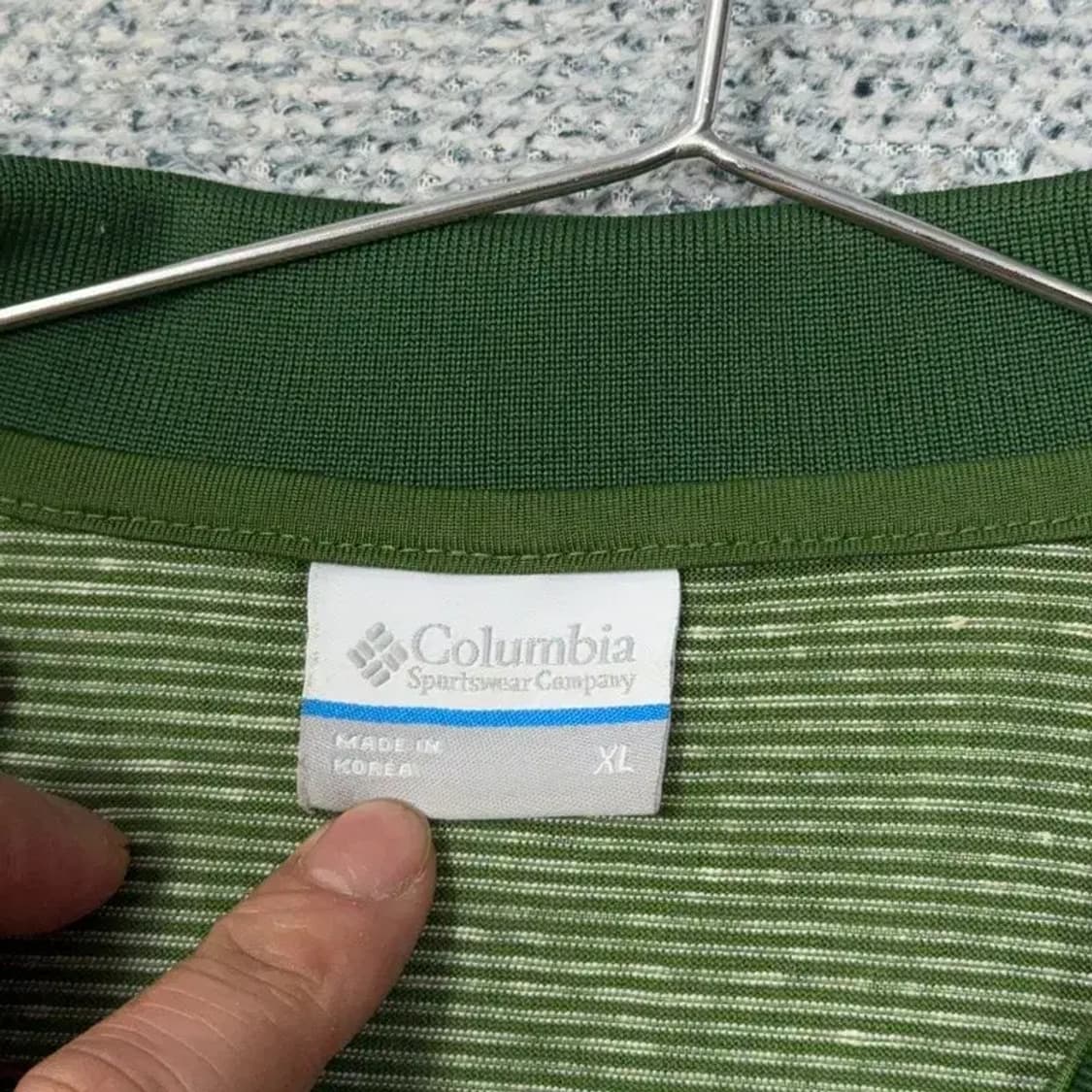 콜롬비아 로고 스트라이프 라이트 그린 기능성 반팔 카라티 XL 상품이미지3