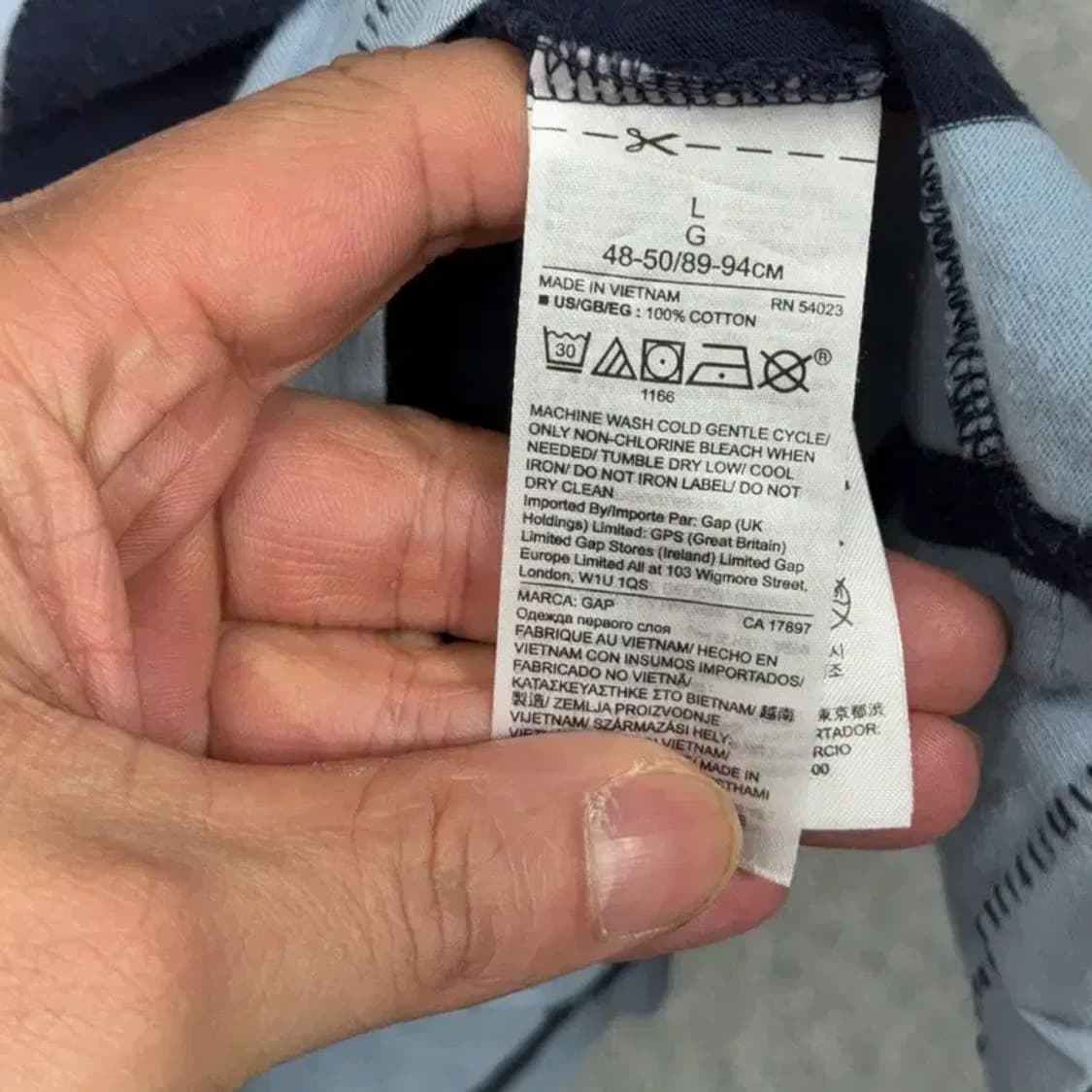 갭 스트라이프 블루 캐주얼 로고 코튼 반팔티 L 상품이미지4