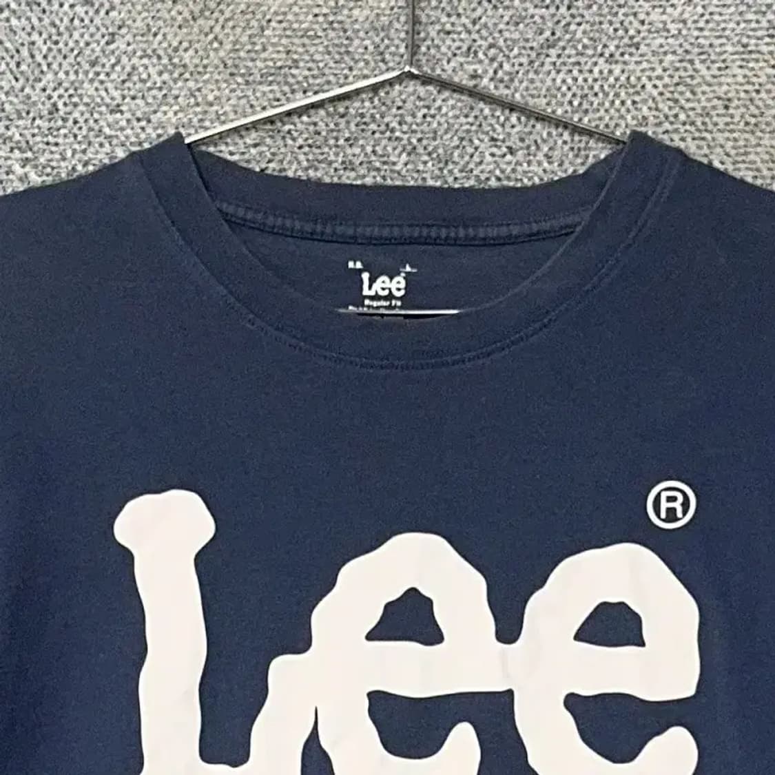 리 프린팅 네이비 반팔 티 L 상품이미지3