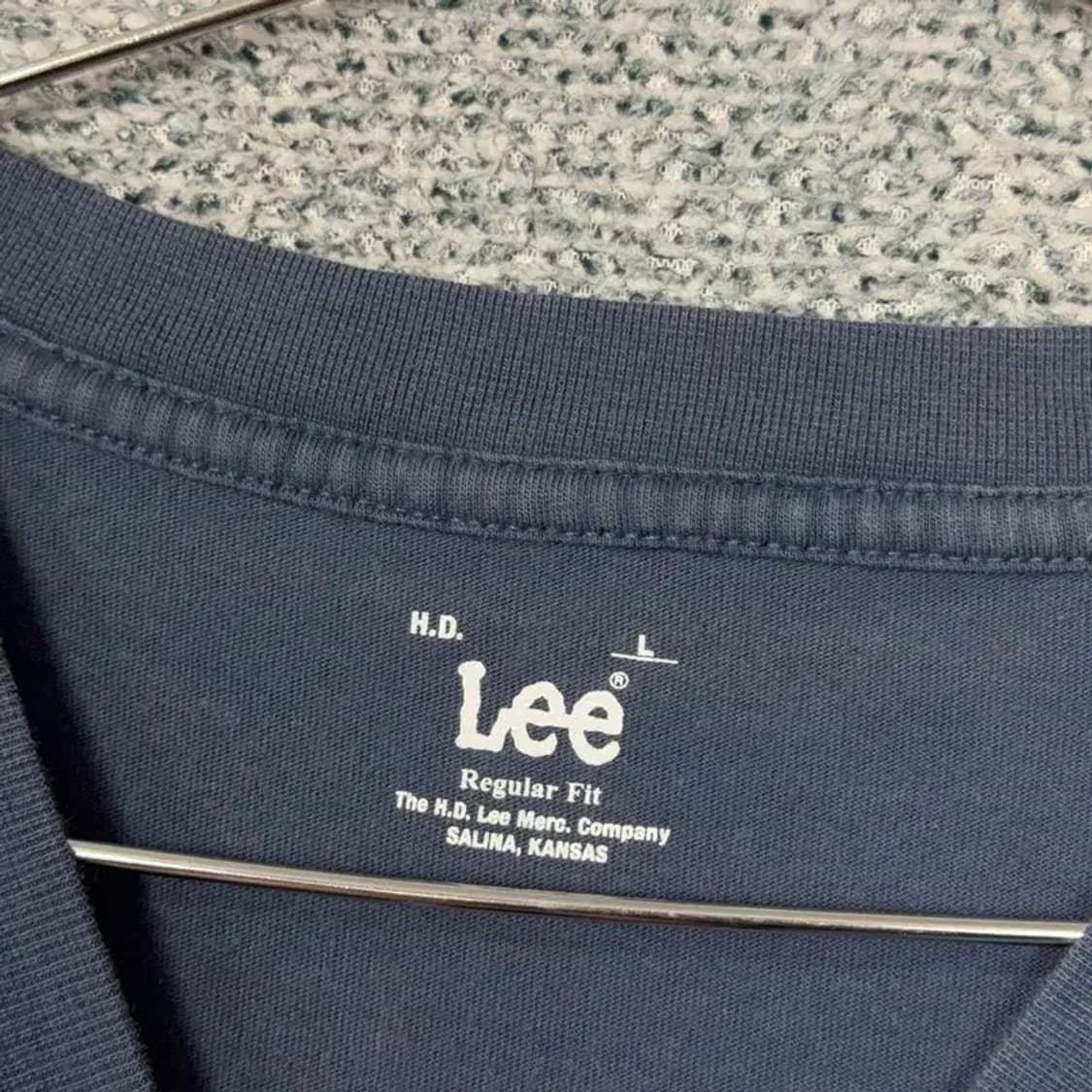 리 프린팅 네이비 반팔 티 L 상품이미지6