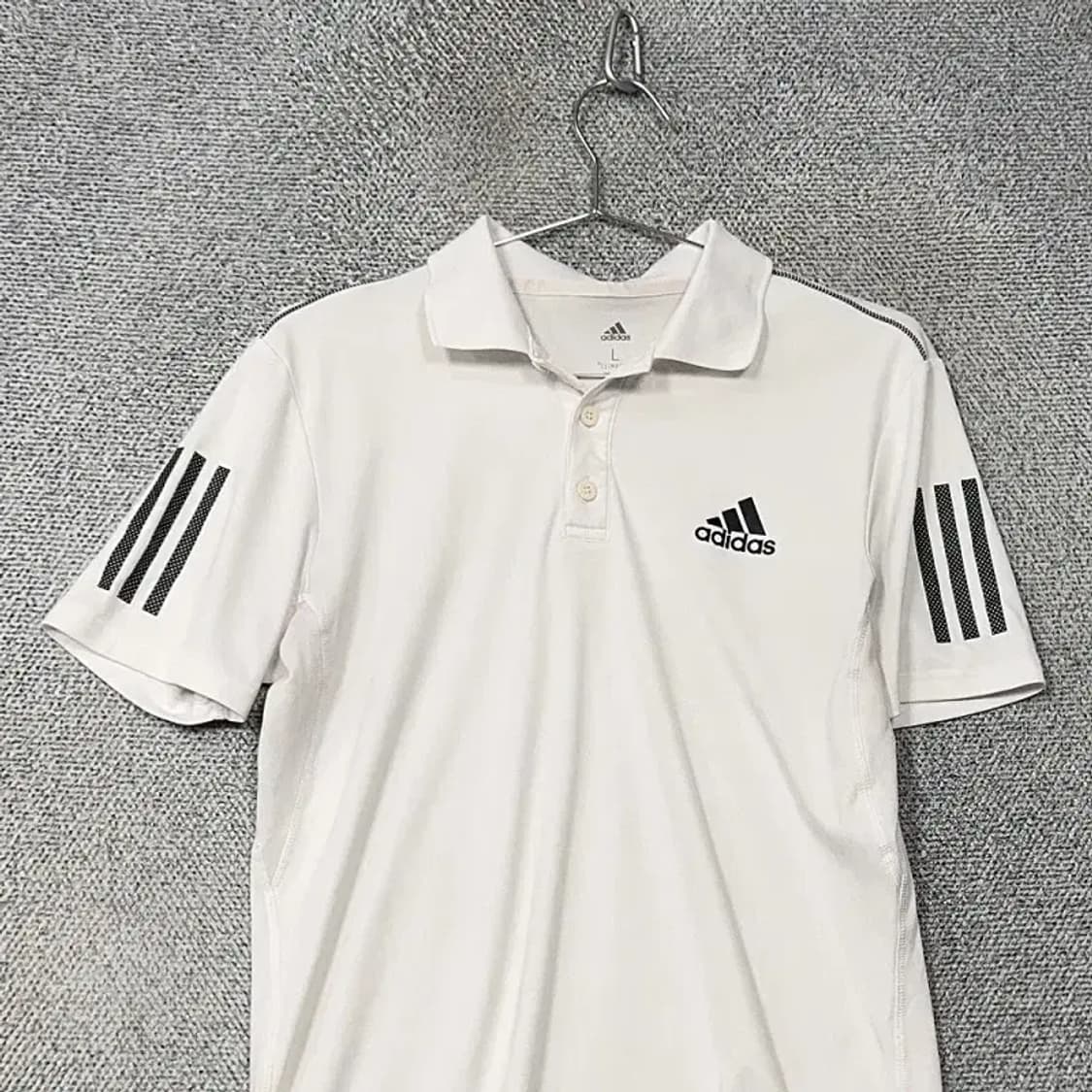 아디다스 화이트 로고 남성 기능성 반팔 카라티 L 상품이미지3