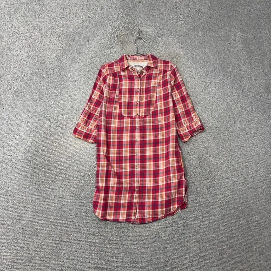 타미힐피거 캐주얼 플란넬 체크 셔츠 원피스 XS 상품이미지1
