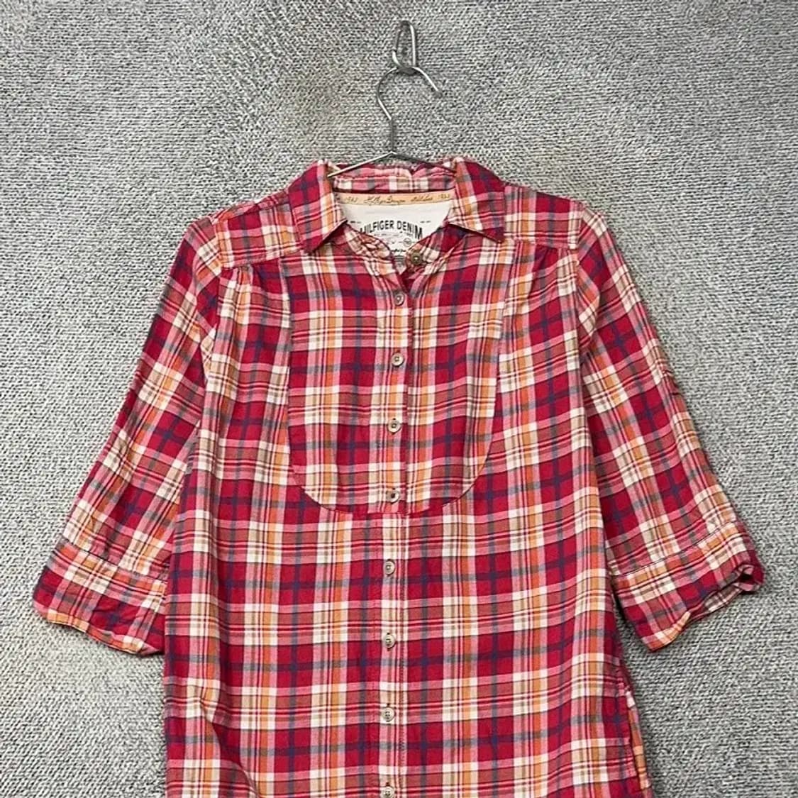 타미힐피거 캐주얼 플란넬 체크 셔츠 원피스 XS 상품이미지3