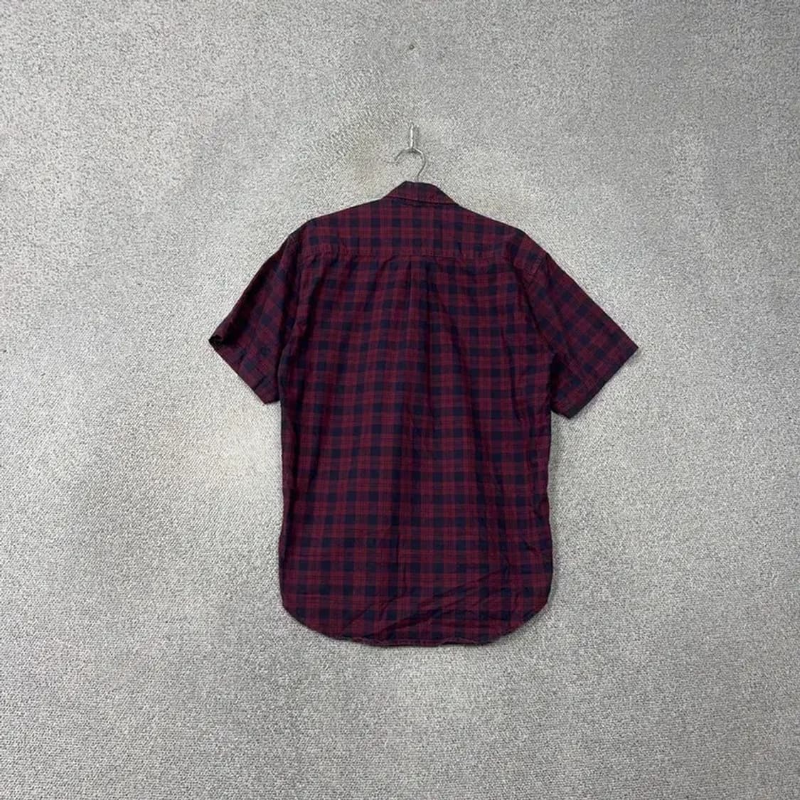 타미힐피거 빈티지 버건디 체크 반팔 셔츠 M 상품이미지2