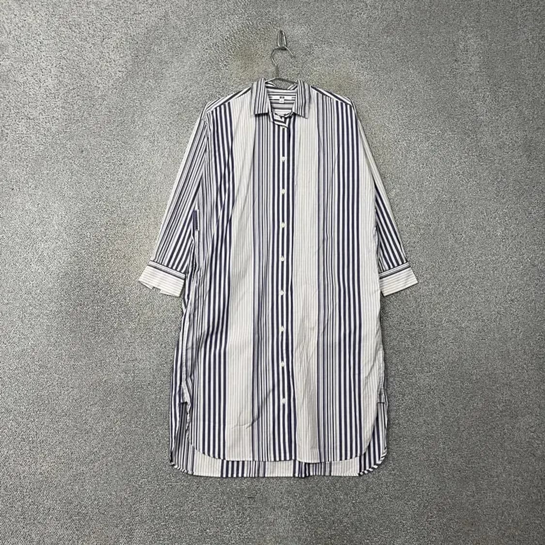 유니클로 스트라이프 화이트 셔츠 원피스 M 상품이미지1