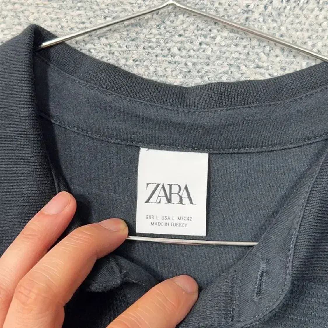 자라 남성 박스핏 반팔 카라티 L 상품이미지3