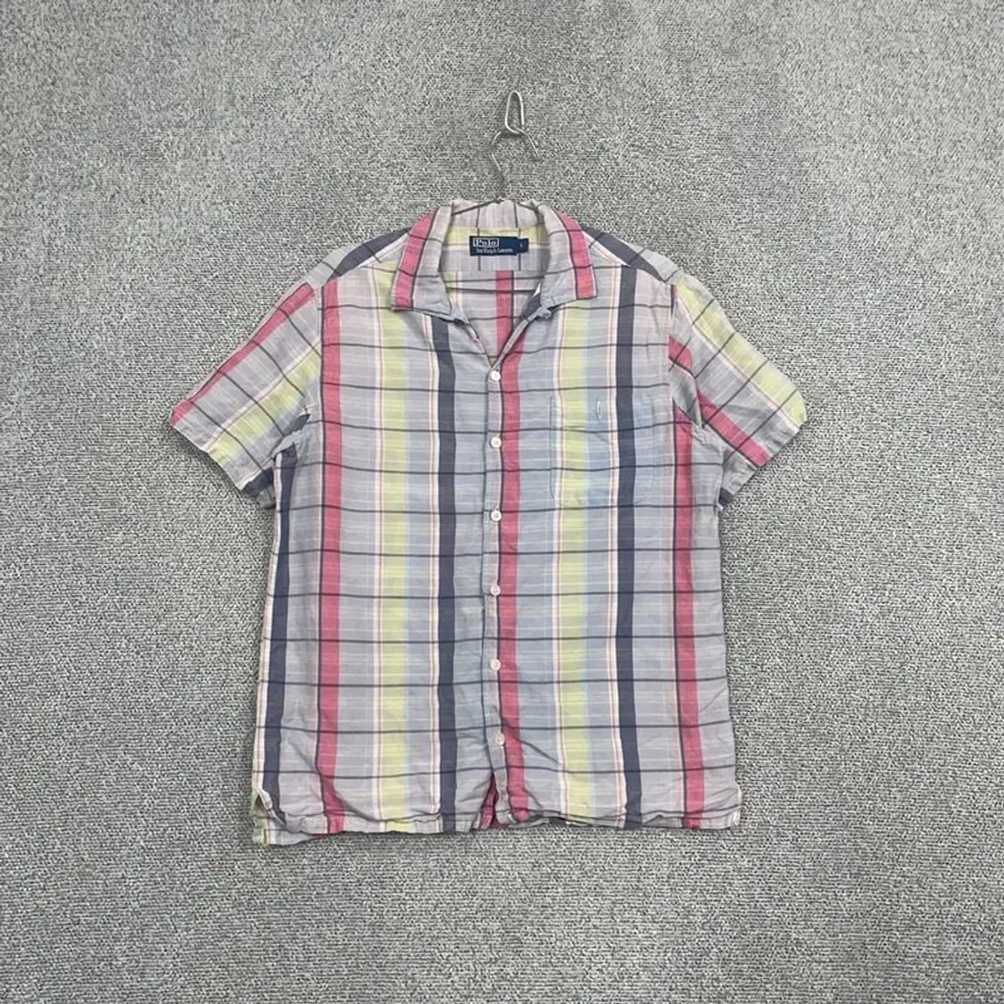 폴로 랄프로렌 체크 라이트 블루 셔츠 L 상품이미지1