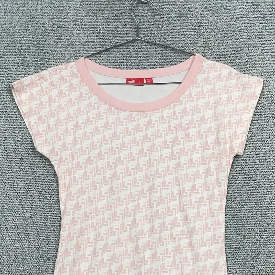 푸마 빈티지 Y2K 라이트 핑크 반팔 티 S 상품이미지3