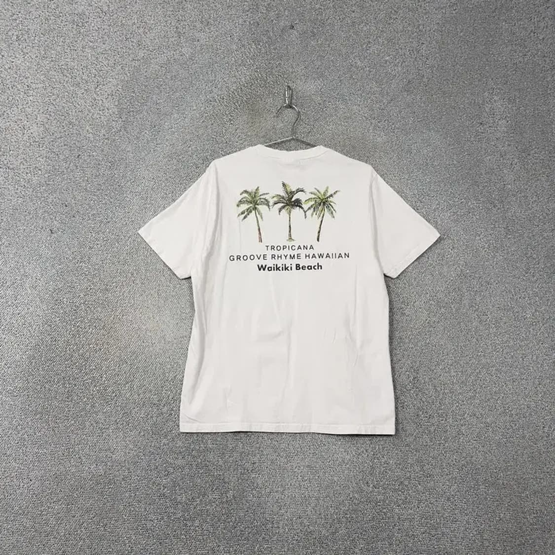 그루브라임 야자수 프린팅 화이트 반팔 티 XL 상품이미지2