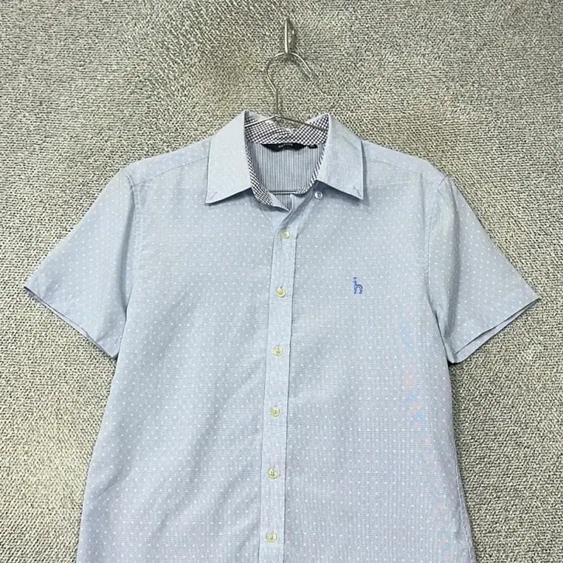 해지스 체크 라이트 블루 로고 반팔 셔츠 95 상품이미지3