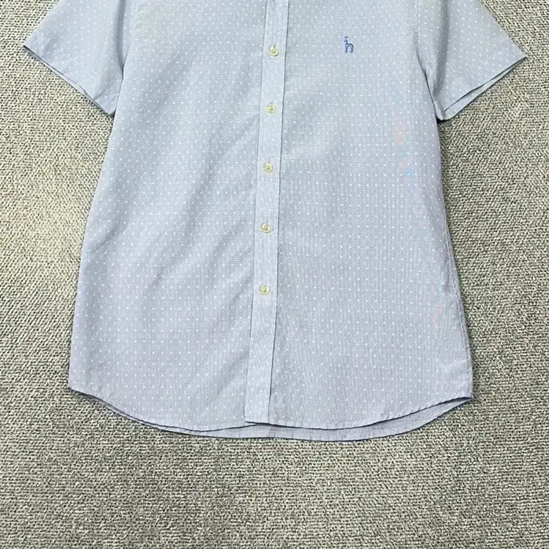 해지스 체크 라이트 블루 로고 반팔 셔츠 95 상품이미지4