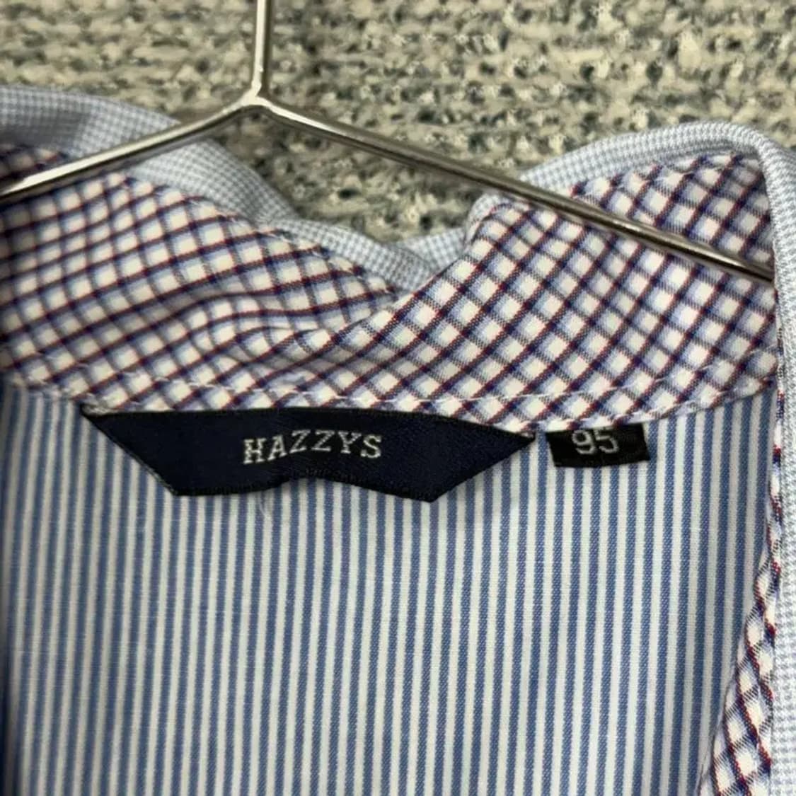 해지스 체크 라이트 블루 로고 반팔 셔츠 95 상품이미지5