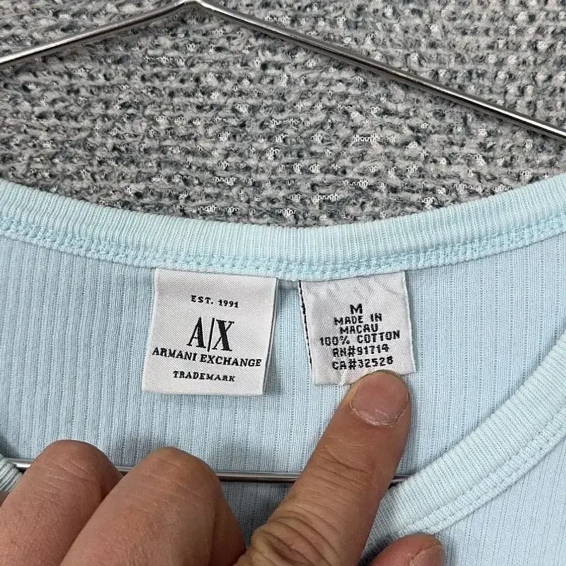 알마니 익스체인지 골지 라이트 블루 반팔 티 M 상품이미지3