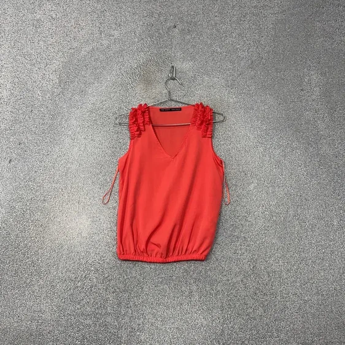 자라 여성 폴리에스터 레드 민소매 티 XS 상품이미지1