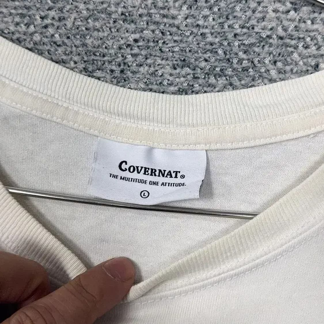 커버낫 화이트 로고 프린팅 루즈핏 반팔 티 L 상품이미지3