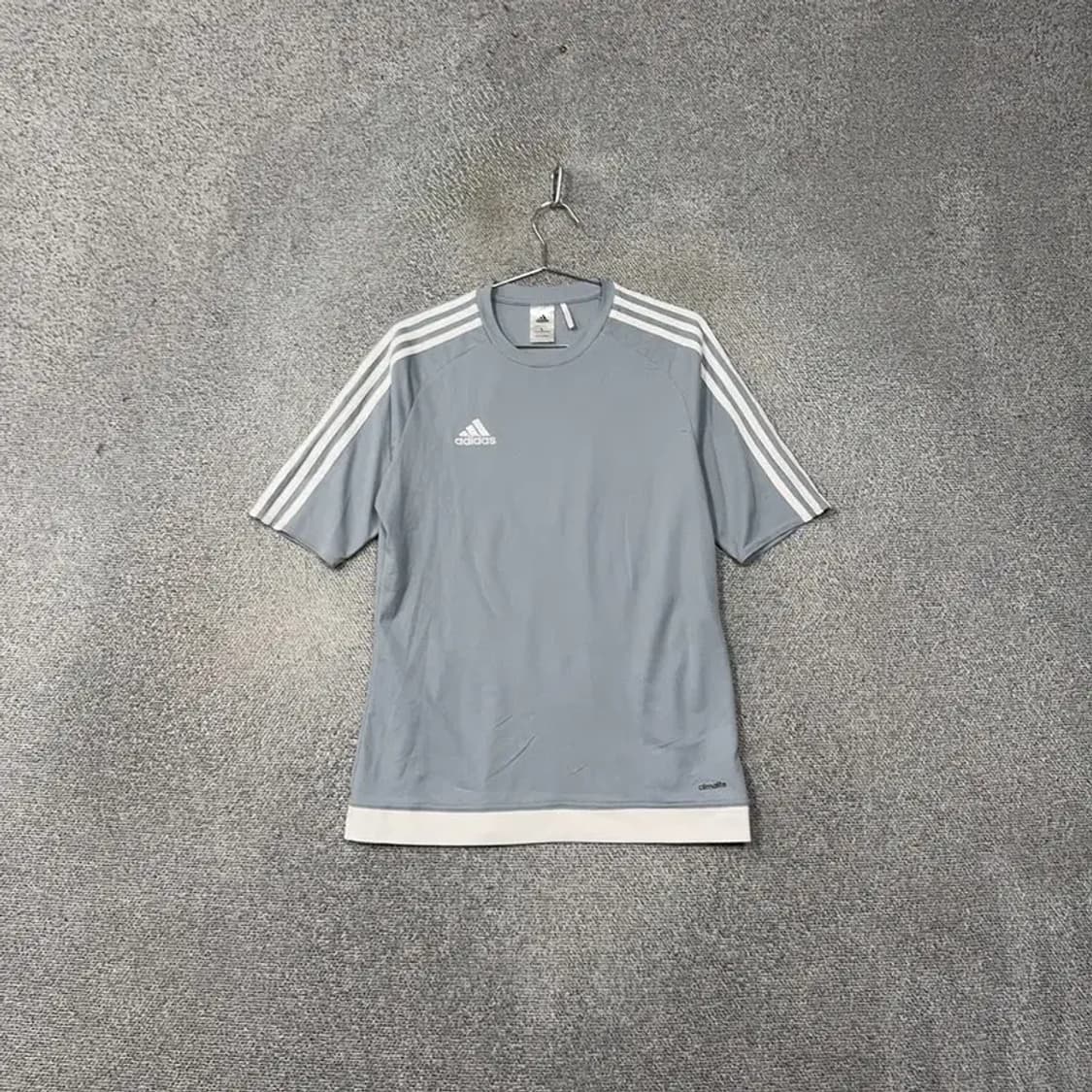 아디다스 라이트 그레이 로고 삼선 반팔 티 L 상품이미지1