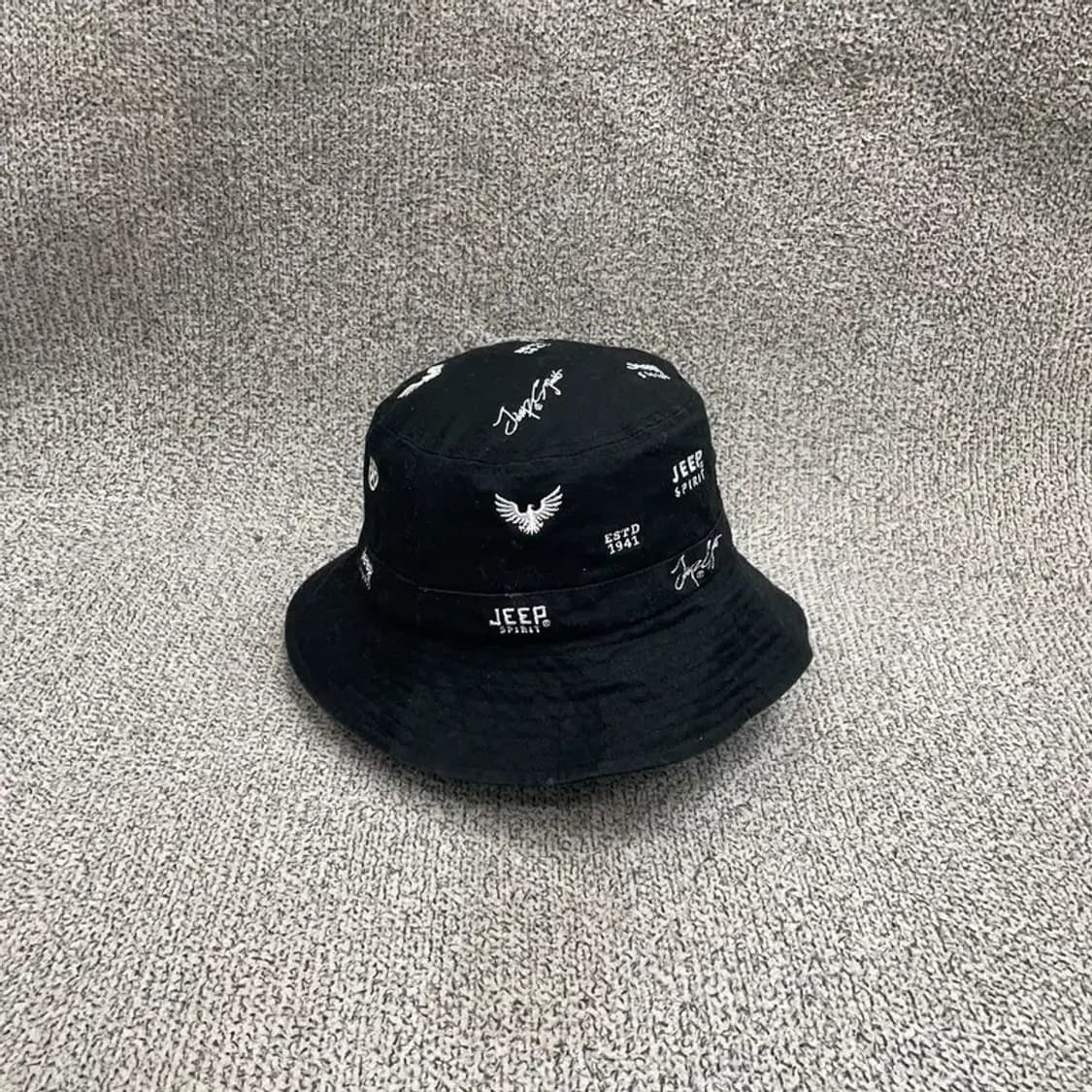 지프 블랙 빈티지 멀티 로고 버킷 햇 상품이미지4