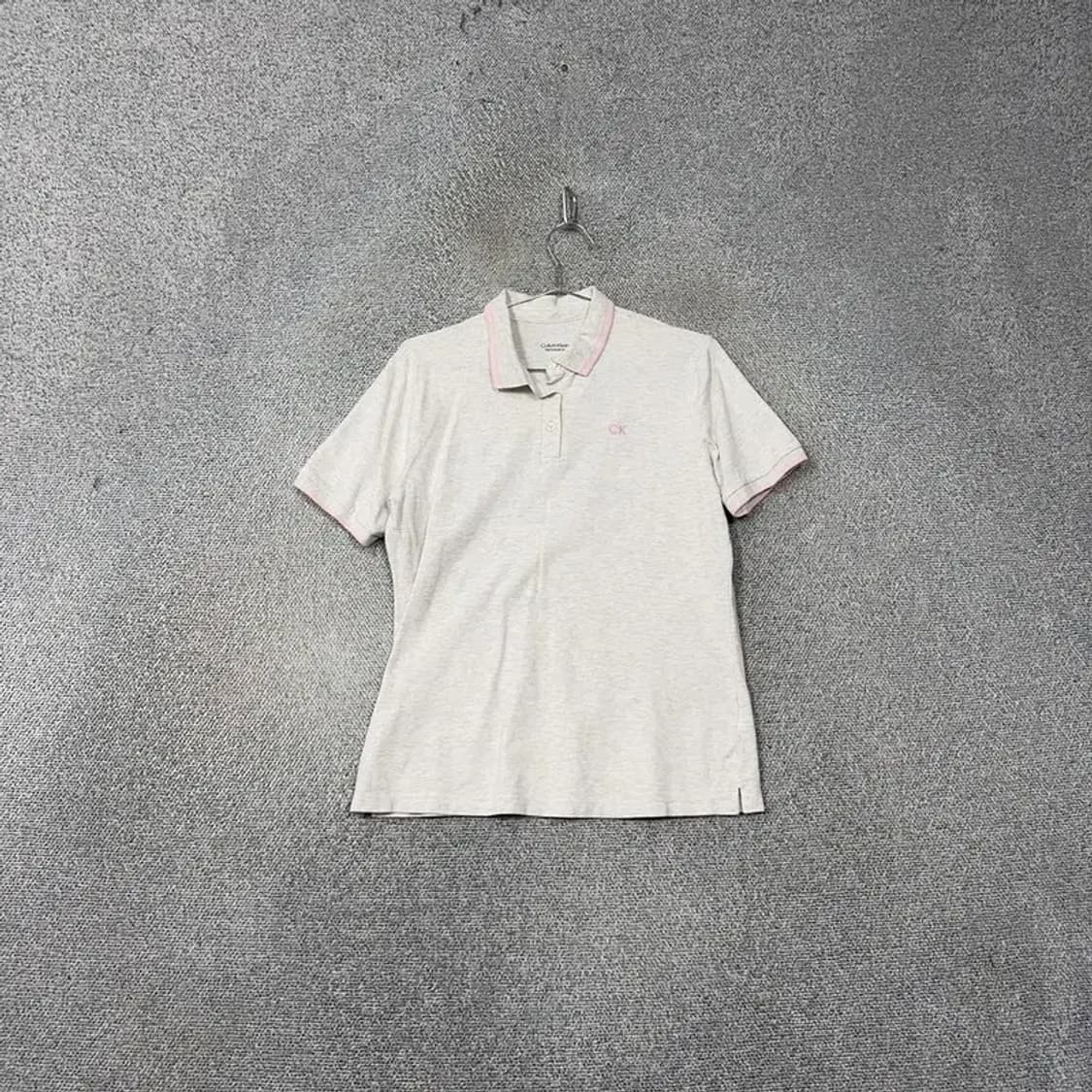 캘빈클라인 라이트 그레이 로고 여성 반팔 카라티 L 상품이미지1