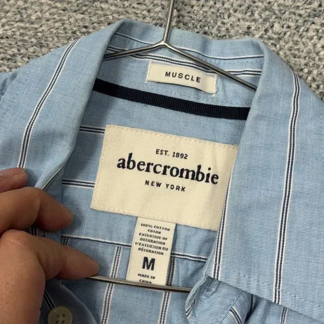 아베크롬비 여성 스트라이프 라이트 블루 셔츠 M 상품이미지3