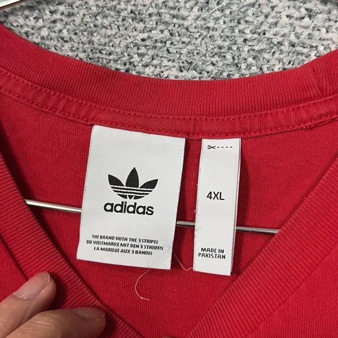 아디다스 레드 불꽃 로고 오버 사이즈 반팔 티 4XL 상품이미지5