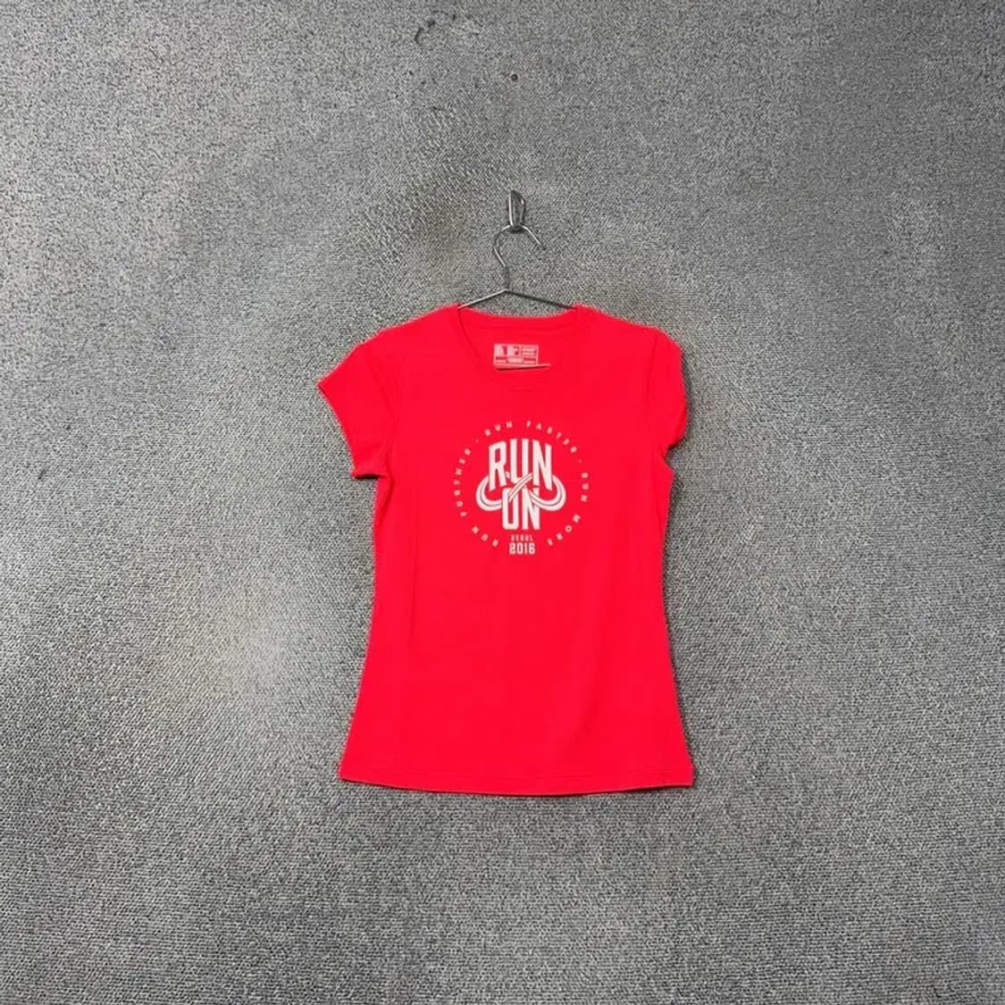 뉴발란스 러닝 기능성 프린팅 레드 반팔 티 S 상품이미지1