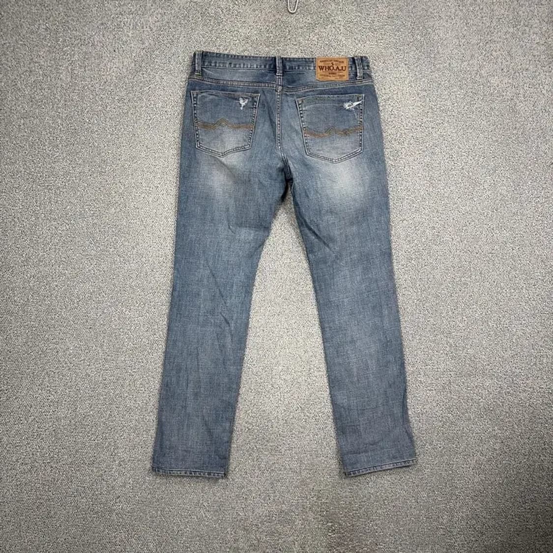 후아유 빈티지 연청 워싱 데님팬츠 34 32 상품이미지2