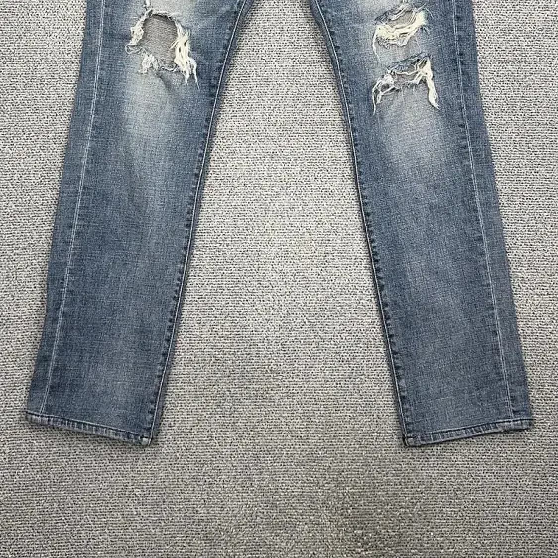 후아유 빈티지 연청 워싱 데님팬츠 34 32 상품이미지4