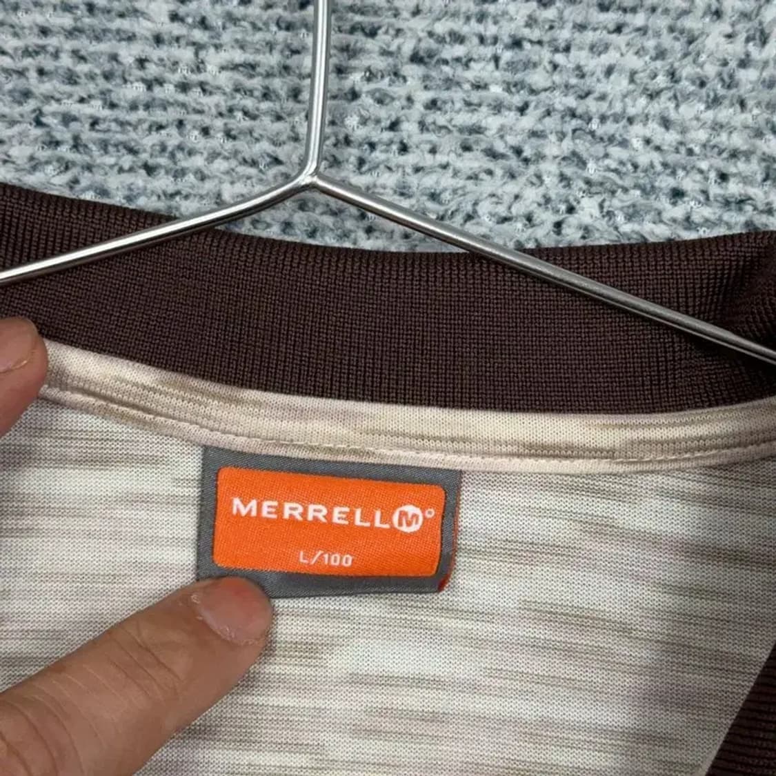 머렐 스트라이프 베이지 기능성 반팔 카라티 L/100 상품이미지3