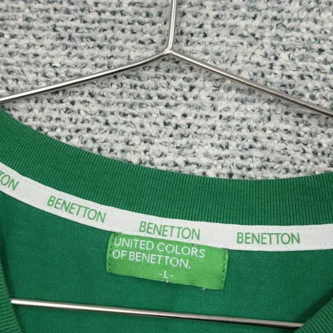 베네통 그린 캐주얼 로고 반팔 티 L 상품이미지3