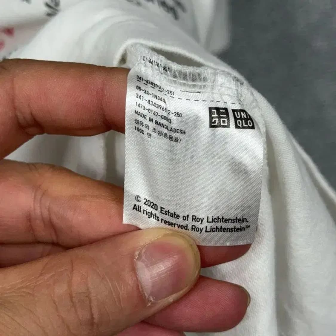 유니클로 빈티지 프린팅 화이트 반팔 티 M 상품이미지4