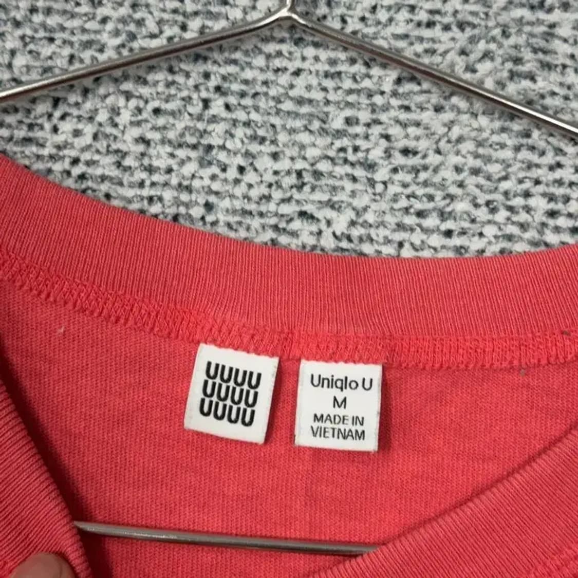 유니클로 U 코랄 무지 반팔 티 M 상품이미지3