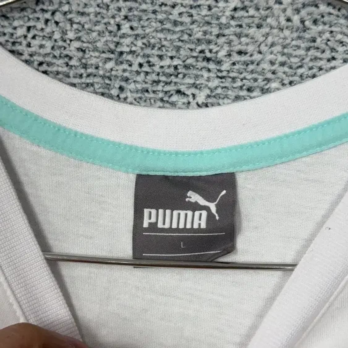 푸마 프린팅 화이트 기능성 반팔 티 L 상품이미지5